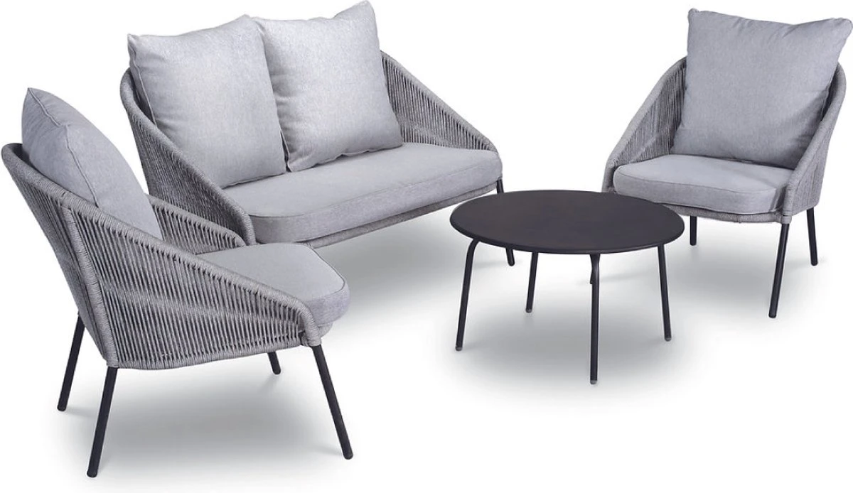 DKS Ensemble De Jardin Teon - Ensemble De Jardin Canapé - Ensemble De Salon Gris Clair Avec Coussins 1 DKS Ensemble De Jardin Teon - Ensemble De Jardin Canapé - Ensemble De Salon Gris Clair Avec Coussins