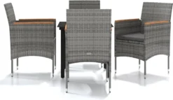 La Dolce Vita - Salon De Jardin 5 Pièces - Salon De Terrasse - Salon De Jardin Avec Chaises Et Table - Salon De Plein Air Avec Coussins Gris Et Noir