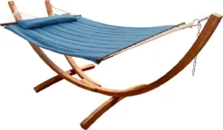 AXI Hawaï Hamac Double XXL - Hamac 2 Personnes En Bleu Avec Support En Bois - Pour L’extérieur Pour Jardin, Terrasse, Balcon