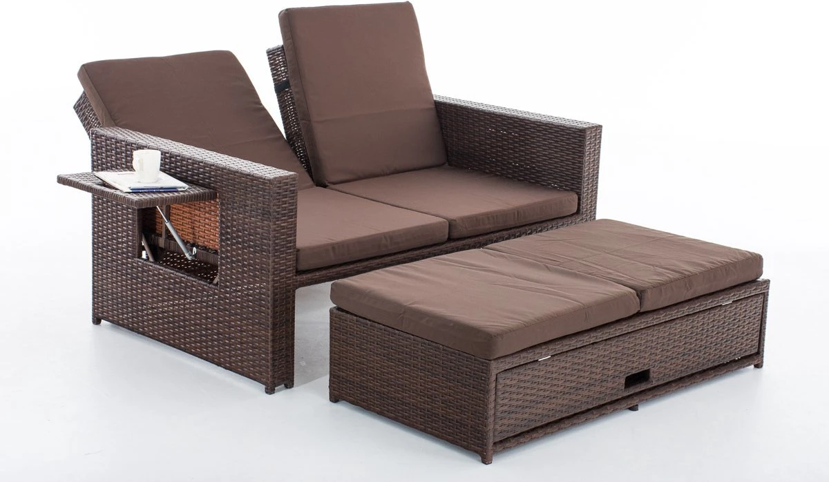 Canapé Lounge Avec Pouf - Osier - Mobilier De Jardin - Pour L'extérieur, Le Jardin Et Le Balcon - Ensemble Canapé Lounge - Marron - 2 Personnes 7 Canapé Lounge Avec Pouf - Osier - Mobilier De Jardin - Pour L'extérieur, Le Jardin Et Le Balcon - Ensemble Canapé Lounge - Marron - 2 Personnes – Image 7