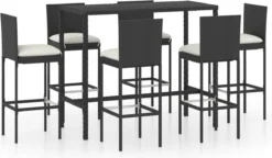 Ensemble De Bar De Jardin Premium - Ensemble De Bar De Jardin 7 Pièces Avec Coussins Polyrotin Noir -Jardin Meubles Magasin 1200x698 4