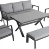 Jamaica Chaise Canapé Salle à Manger Ensemble De Salon 5 Pièces Aluminium Anthracite