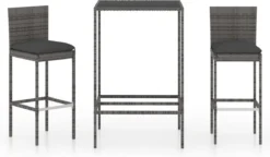 Ensemble De Bar De Jardin Premium - Bar De Jardin 3 Pièces Avec Coussins Poly Rotin Gris -Jardin Meubles Magasin 1200x700 1
