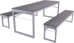 MaximaVida Ensemble De Pique-nique Pliable En Plastique-aluminium Hamburg 200 Cm Noir - Peu D'entretien