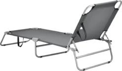 Transat Chaise Longue Inclinable Réglable En 5 Positions Bain De Soleil Design Avec Anses De Transport Capacité De Charge 110 Kg Acier Polyester Argenté Mat Gris Foncé [casa.pro] -Jardin Meubles Magasin 1200x701 1