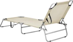 Lot De 2 Transats Chaises Longues Inclinables Réglables En 5 Positions Bains De Soleil Design Avec Anses De Transport Capacité De Charge 110 Kg Acier Polyester Argenté Mat Beige [casa.pro] -Jardin Meubles Magasin 1200x701