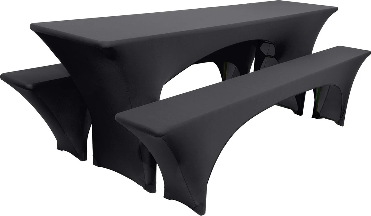 Beautissu Victoria - 3 Housses Élastiques Pour Ensemble De Tente à Bière 220x70 Cm - Housse Festive Pour Table à Bière & 2 Housses Pour Bancs à Bière En Zwart 2 Beautissu Victoria - 3 Housses Élastiques Pour Ensemble De Tente à Bière 220x70 Cm - Housse Festive Pour Table à Bière & 2 Housses Pour Bancs à Bière En Zwart – Image 2