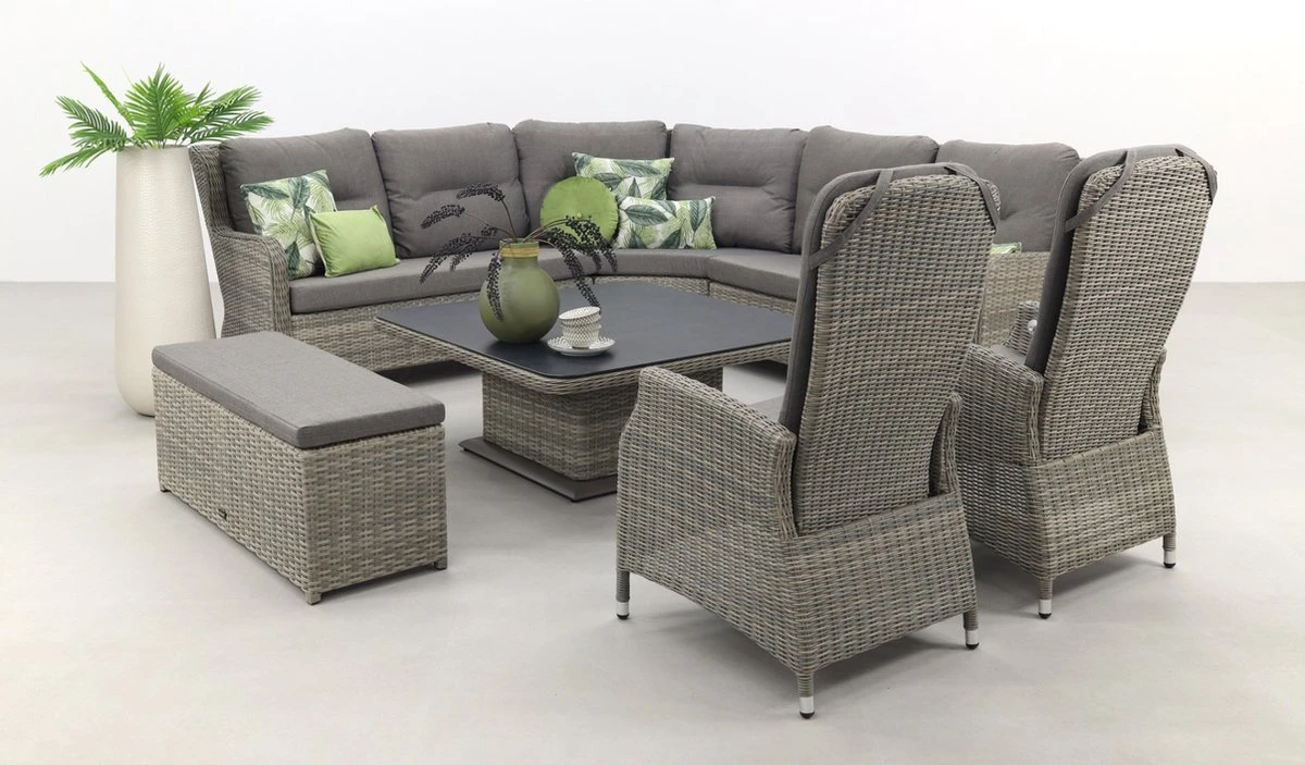 Ensemble De Salle à Manger Lounge Sandigo Avec Canapé D'appoint + 2x Chaise De Jardin Réglable 3 Ensemble De Salle à Manger Lounge Sandigo Avec Canapé D'appoint + 2x Chaise De Jardin Réglable – Image 3