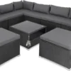 Casaria Polyrattan Lounge Set XXL Coussins Table Glas Mobilier De Jardin Zwart Anthracite