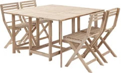 NATERIAL- Salon De Jardin SOLIS - 4 Personnes - Salon De Jardin Compact - Pliable - Acacia - Beige - Salon De Mobilier De Jardin