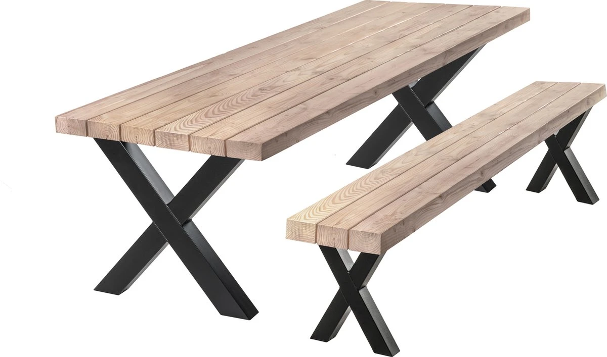 Salon De Jardin Douglas | Table De Jardin 250 X 90 - Pieds En X En Acier + Forfait D'entretien Gratuit Temporaire - Y Compris Le Montage 2 Salon De Jardin Douglas | Table De Jardin 250 X 90 - Pieds En X En Acier + Forfait D'entretien Gratuit Temporaire - Y Compris Le Montage – Image 2
