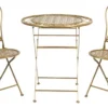 Set De Bistro Table Bistrot Chaise Bistrot (3 Pièces) Ø 70* 75 Cm Fer Doré Rond Ensemble Balcon Ensemble Jardin Ensemble Terrasse