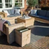 Meubles D' Outside | Bancs De Jardin Complets échafaudage Bois Set 7 Places| Ancien Look | Coussins Anthracite