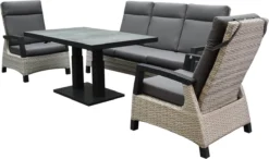 Dallas Chaise Canapé Salle à Manger Ensemble De Salon 4 Pièces Table Réglable Gris