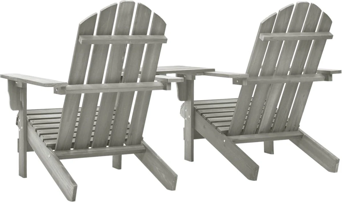 Prolenta Premium - Chaises De Jardin De Jardin Adirondack Avec Table Pin Massif Gris 5 Prolenta Premium - Chaises De Jardin De Jardin Adirondack Avec Table Pin Massif Gris – Image 5