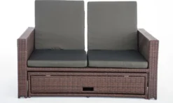 CLP ANCONA - Canapé Lounge - Poly-rotin - Couleur Rotin: Marron-mélangé, Résistance 1,25 Mm, Revêtement: Anthracite -Jardin Meubles Magasin 1200x716