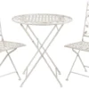 Set De Bistro Table Bistrot Chaise Bistrot (3 Pièces) Ø 70*77 Cm / 40*52*93 Cm (2) Feuilles De Fer Wit Ensemble Balcon Ensemble Jardin Ensemble Terrasse