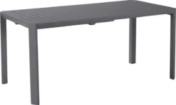 NATERIAL - Table De Jardin Rectangulaire IDAHO - Table Extensible - 110/162 X 82 X 75 Cm - 4 à 6 Personnes - Aluminium - Anthracite - Table à Manger D'extérieur - Table Extensible - Table De Jardin - Extensible