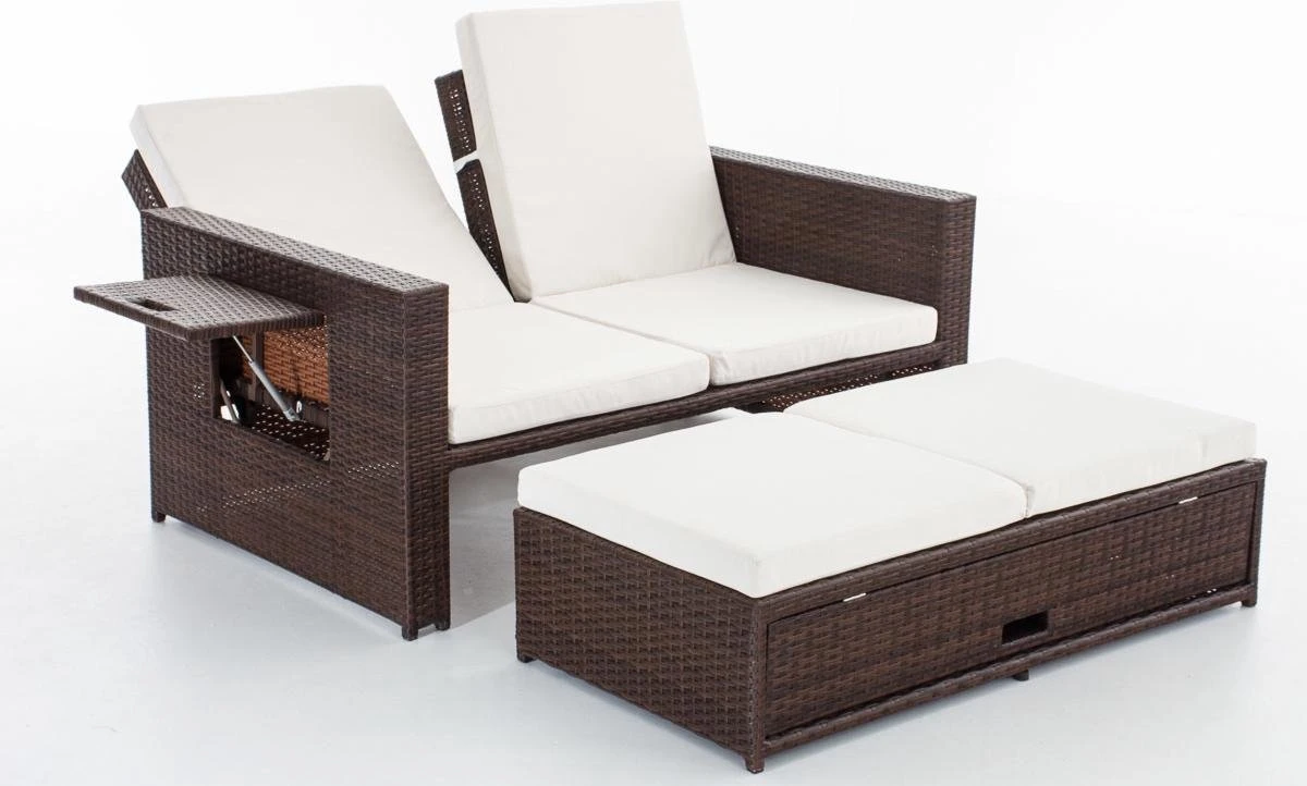 CLP ANCONA - Canapé Lounge - Poly Rotin - Coloris Rotin: Marron-melange, Résistance 1,25 Mm, Revêtement: Blanc Cassé 2 CLP ANCONA - Canapé Lounge - Poly Rotin - Coloris Rotin: Marron-melange, Résistance 1,25 Mm, Revêtement: Blanc Cassé – Image 2