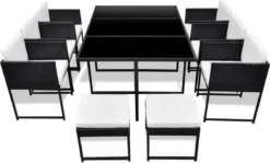 La Dolce Vita - Salon De Jardin 11 Pièces - Salon De Terrasse - Salon De Jardin Avec Chaises Et Table - Salon De Plein Air Avec Coussins Poly Rotin Noir -Jardin Meubles Magasin 1200x726 2