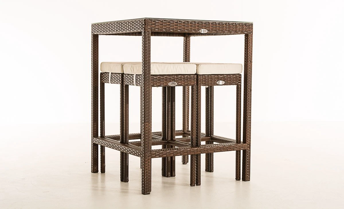 Bar De Jardin Rotin - Table De Bar Avec Tabourets - Intérieur Et Extérieur - Résistant Aux Intempéries - Salon De Mobilier De Jardin - Ensemble De Bar De Jardin - 4 Personnes 9 Bar De Jardin Rotin - Table De Bar Avec Tabourets - Intérieur Et Extérieur - Résistant Aux Intempéries - Salon De Mobilier De Jardin - Ensemble De Bar De Jardin - 4 Personnes – Image 9