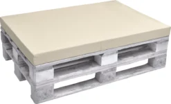 Beautissu ECO Pure - Coussin De Siège Pliable - 120x80x8 Cm Dans La Nature - Coussin Pour Meubles En Palette