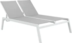 NATERIAL - Transat Double LISBOA - Transat De Jardin Avec Dossier Réglable - 203x128x43 Cm - Fix En Aluminium - Textilène - Wit