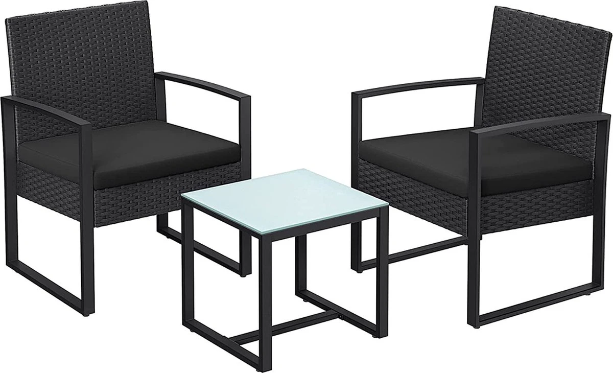 Salon De Jardin 2 Personnes - Coussins Lavables - Table De Jardin Avec Chaises - Ensembles De Jardin - Zwart - Salon De Jardin Salon De Jardin 7 Salon De Jardin 2 Personnes - Coussins Lavables - Table De Jardin Avec Chaises - Ensembles De Jardin - Zwart - Salon De Jardin Salon De Jardin – Image 7