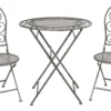 Set De Bistro Table De Bistrot Chaise De Bistrot (3 Pièces) Ø 70*76 Cm / 40*47*94 Cm (2) Boucles De Fer Wit Ensemble De Balcon Ensemble De Jardin Ensemble De Terrasse