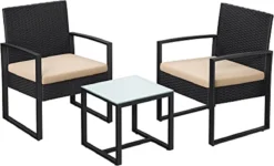 Ensemble De Salon De Jardin - En Polyrotin - Ensemble Lounge - Aspect Rotin - 2 Chaises - Avec Table En Verre - Zwart -Jardin Meubles Magasin 1200x731 4
