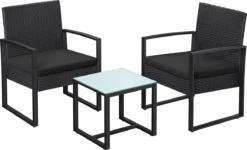 Salon De Jardin - Salon De Jardin - Salon De Jardin - Chaises Avec Table - Terrasse - Balcon - Moderne - Grijs