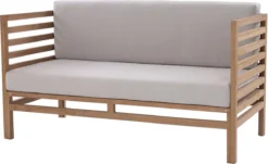 Salon De Jardin En Teck MYLIA : 1 Canapé 2 Places + 2 Fauteuils + 1 Table Basse - Naturel Clair - LINERI L 152 Cm X H 79 Cm X P 74 Cm -Jardin Meubles Magasin 1200x733