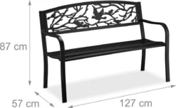 Banc De Jardin Relaxdays 2 Personnes - Banc De Parc Oiseau - Banc Extérieur - Banc De Balcon - Banc De Jardin Noir -Jardin Meubles Magasin 1200x737
