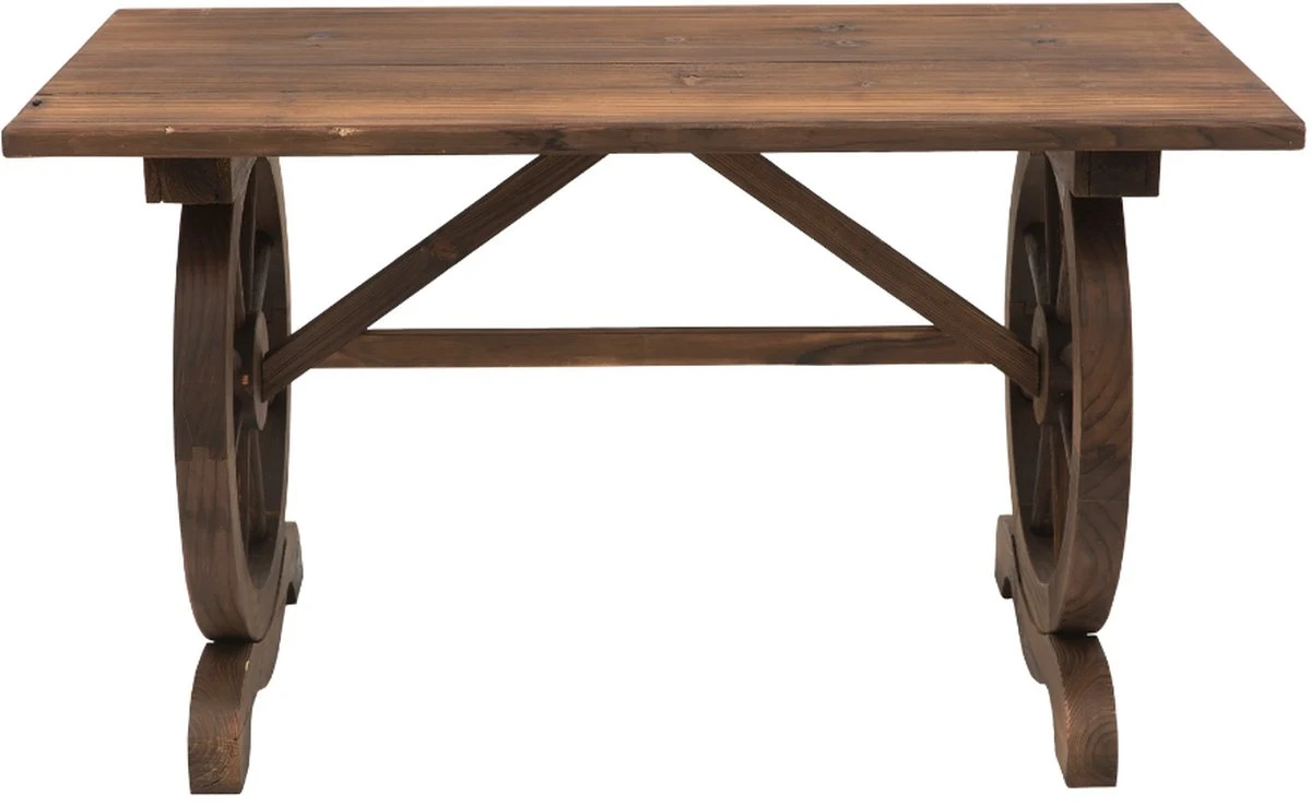 Table De Jardin Elfers De Nancy's - Table De Balcon - Table En Bois - Résistant Aux Intempéries - Forme De Roue - Massief Hout - Naturel - 115 X 60 X 65 Cm 7 Table De Jardin Elfers De Nancy's - Table De Balcon - Table En Bois - Résistant Aux Intempéries - Forme De Roue - Massief Hout - Naturel - 115 X 60 X 65 Cm – Image 7