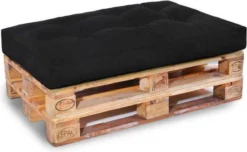 ExpertoXL Pallet Cushion 120x80 SET - Coussin D'assise Avec Coussin De Dossier - Zwart - Résistant Aux Intempéries -Jardin Meubles Magasin 1200x739