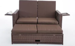 Canapé Lounge Avec Pouf - Osier - Mobilier De Jardin - Pour L'extérieur, Le Jardin Et Le Balcon - Ensemble Canapé Lounge - Marron - 2 Personnes 17 Canapé Lounge Avec Pouf - Osier - Mobilier De Jardin - Pour L'extérieur, Le Jardin Et Le Balcon - Ensemble Canapé Lounge - Marron - 2 Personnes -Jardin Meubles Magasin 1200x744 1