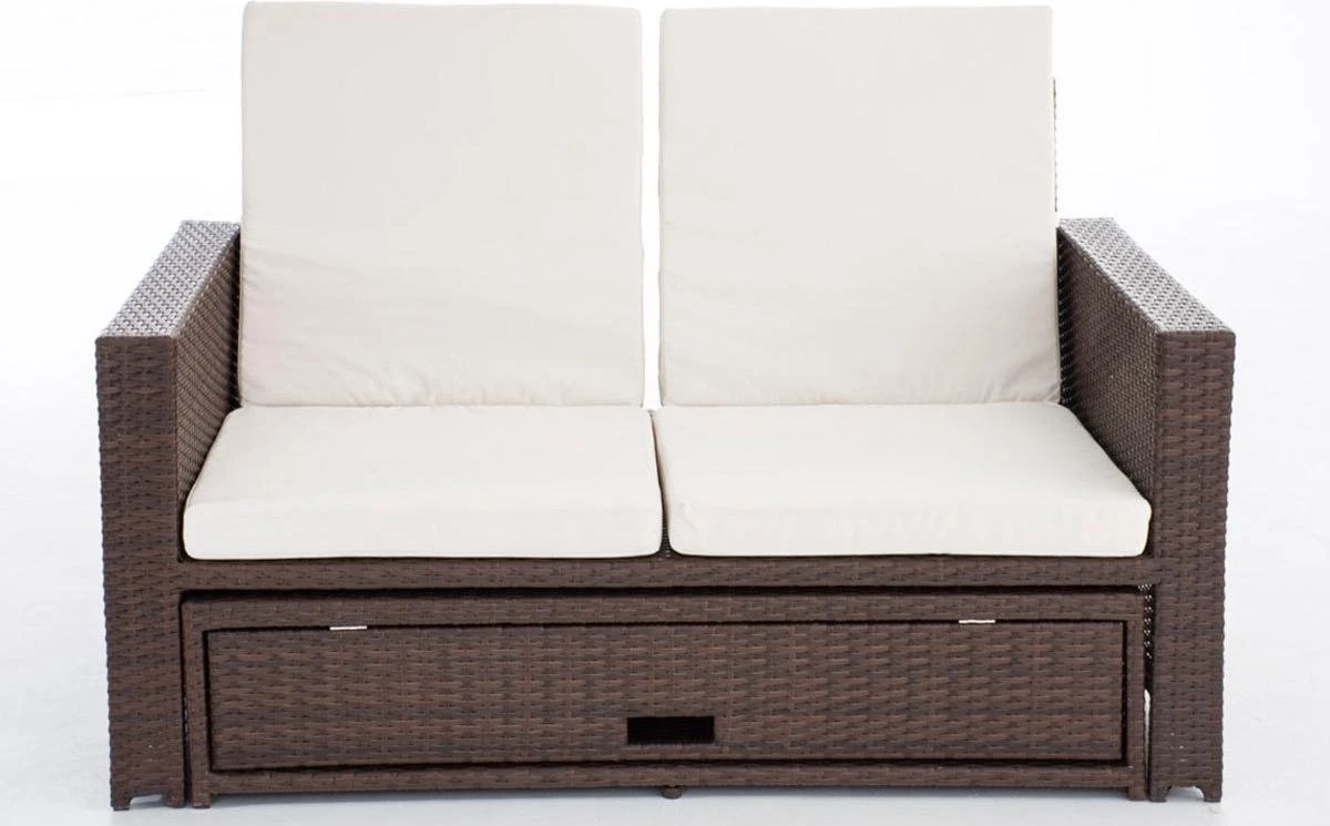 CLP ANCONA - Canapé Lounge - Poly Rotin - Coloris Rotin: Marron-melange, Résistance 1,25 Mm, Revêtement: Blanc Cassé 3 CLP ANCONA - Canapé Lounge - Poly Rotin - Coloris Rotin: Marron-melange, Résistance 1,25 Mm, Revêtement: Blanc Cassé – Image 3