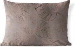 Coussins D'extérieur - Jardin - Motif Luxe De Feuilles De Bronze Sur Fond Violet - 50x30 Cm