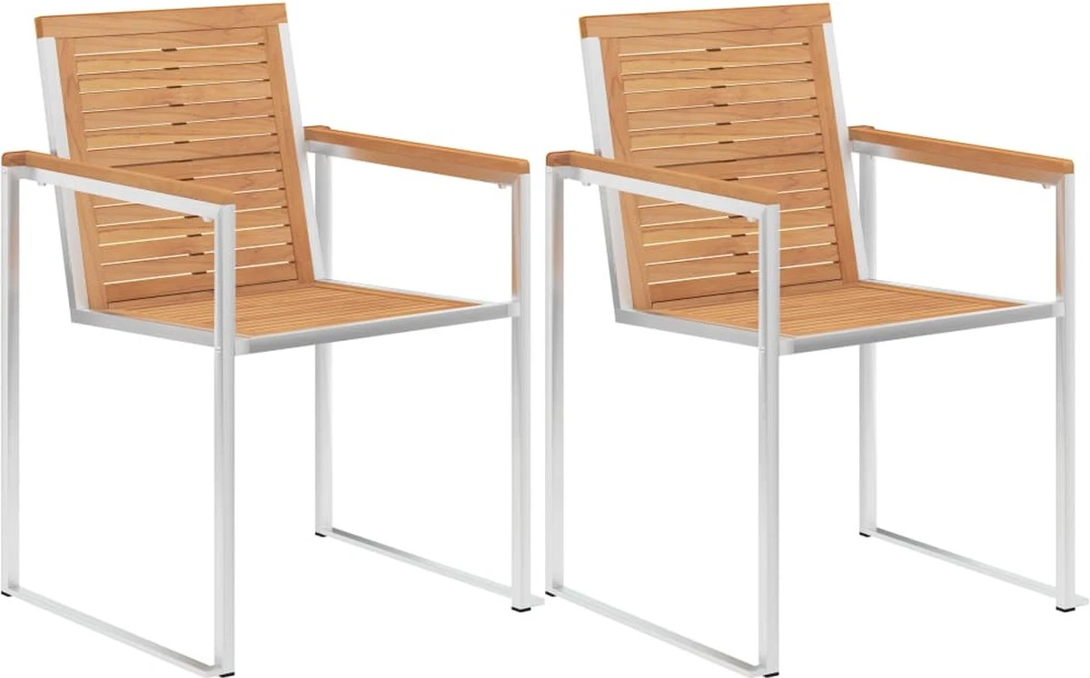Prolenta Premium - Chaises De Jardin De Jardin 2 Pcs Avec Coussins Teck Massif Et Acier 11 Prolenta Premium - Chaises De Jardin De Jardin 2 Pcs Avec Coussins Teck Massif Et Acier – Image 11