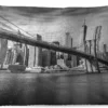 Coussins D'extérieur - Jardin - Pont De Brooklyn Et Skyline De New York En Noir Et Blanc - 60x40 Cm