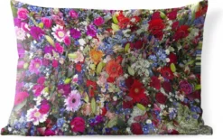 Coussins D'extérieur - Jardin - Un Motif Floral Aux Couleurs Vives - 60x40 Cm