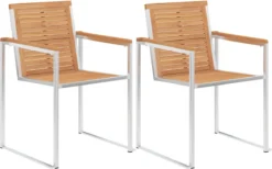 Prolenta Premium - Chaises De Jardin De Jardin 2 Pcs Teck Massif Et Acier Inoxydable
