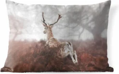 Coussins D'extérieur - Cerf - Brouillard - Plantes - 60x40 Cm - Résistant Aux Intempéries