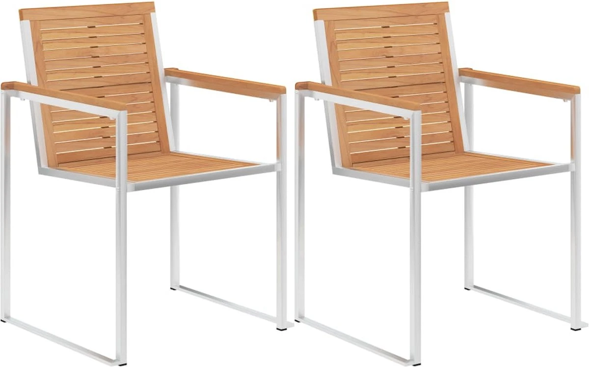 Prolenta Premium - Chaises De Jardin De Jardin 2 Pcs Teck Massif Et Acier Inoxydable 1 Prolenta Premium - Chaises De Jardin De Jardin 2 Pcs Teck Massif Et Acier Inoxydable