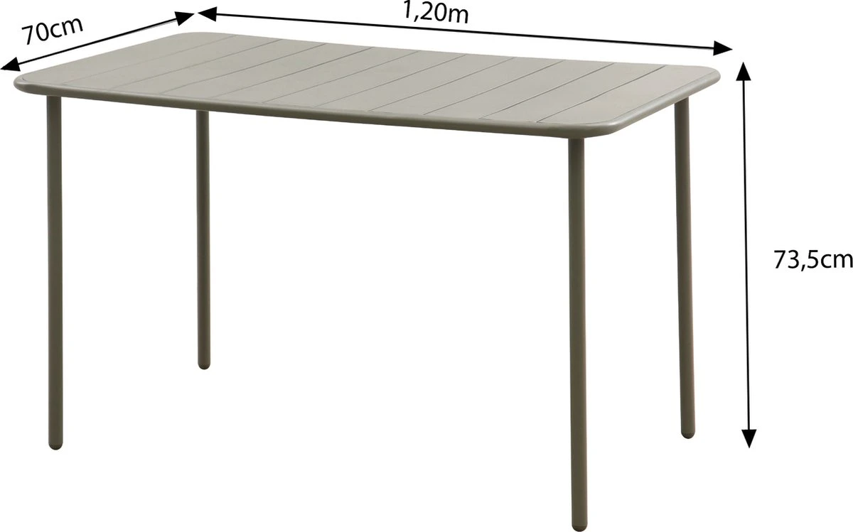 GENERIC - Table De Jardin Rectangulaire CAFE - 4 à 6 Personnes - L. 120 X L. 70 X H. 73,5 Cm - Plateau Aluminium - Piétement Acier - Vert Kaki - Table De Terrasse - Table à Manger 2 GENERIC - Table De Jardin Rectangulaire CAFE - 4 à 6 Personnes - L. 120 X L. 70 X H. 73,5 Cm - Plateau Aluminium - Piétement Acier - Vert Kaki - Table De Terrasse - Table à Manger – Image 2