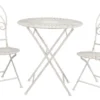 Set De Bistro Table De Bistrot Chaise De Bistrot (3 Pièces) Ø 70*76 Cm / 42*54*93 Cm (2) Boucles De Fer Wit Ensemble De Balcon Ensemble De Jardin Ensemble De Terrasse