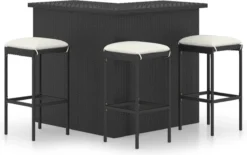 Prolenta Premium - Ensemble De Bar De Jardin 4 Pièces Avec Coussins Poly Rotin Noir