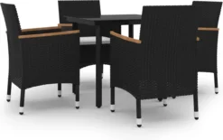 La Dolce Vita - Salon De Jardin 5 Pièces - Salon De Terrasse - Salon De Jardin Avec Chaises Et Table - Salon De Plein Air Avec Coussins Poly Rotin Et Verre