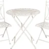 Set De Bistro Table De Bistrot Chaise De Bistrot (3 Pièces) Ø 70* 75 / 2x 40*47*94 Cm Boucles De Fer Wit Ensemble De Balcon Ensemble De Jardin Ensemble De Terrasse