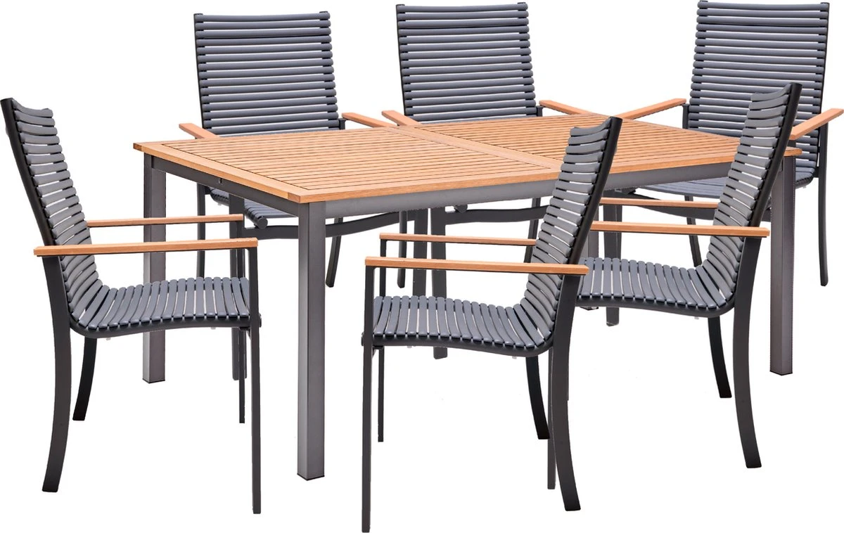 NATERIAL- Salon De Jardin 6 Personnes - Table De Jardin ORIS 180/240x100cm - Table Extensible - 6 Chaises De Jardin DORA Avec Accoudoirs - Empilable - Salon - Aluminium - Plastique Recyclé 1 NATERIAL- Salon De Jardin 6 Personnes - Table De Jardin ORIS 180/240x100cm - Table Extensible - 6 Chaises De Jardin DORA Avec Accoudoirs - Empilable - Salon - Aluminium - Plastique Recyclé